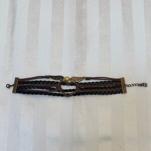 Angel Wings and Heart Brown and Gold Women's Bracelet